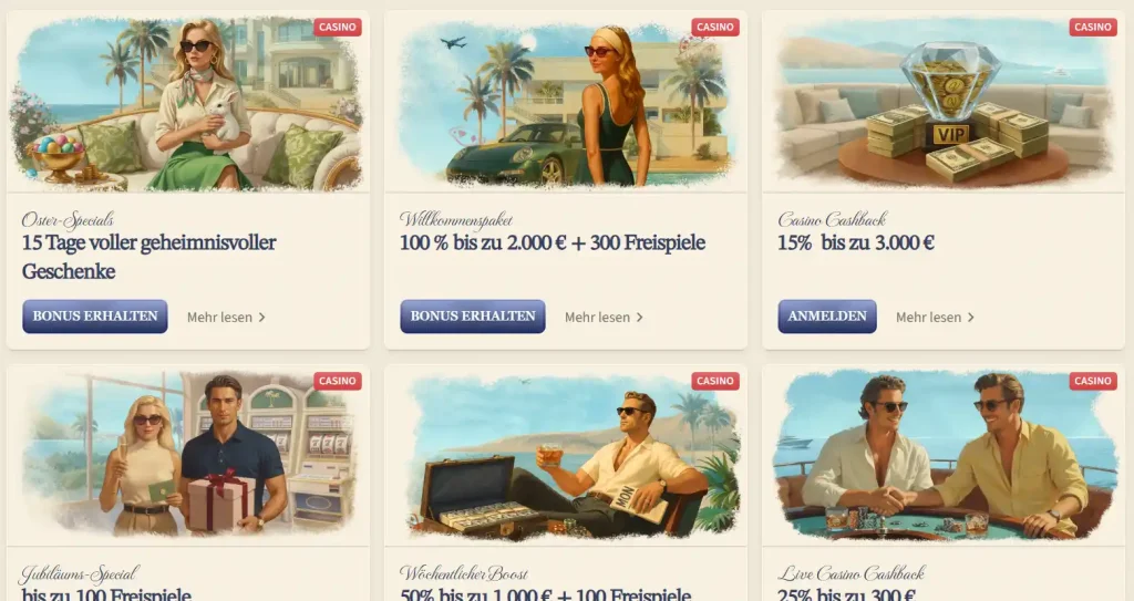 VipLuck Casino Bonus Angebote mit Willkommenspaket Cashback Aktionen und Freispiele Übersicht